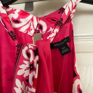 Ann Taylor Red and White Floral Halter Dress